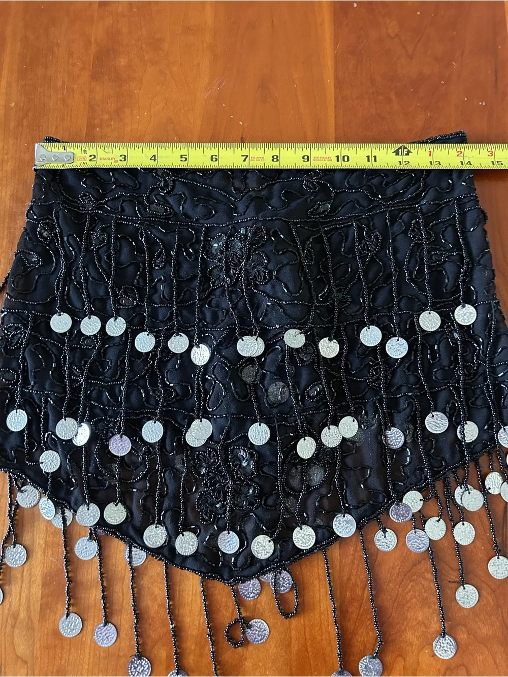 Vintage beaded belly dance hip scarf Made in India